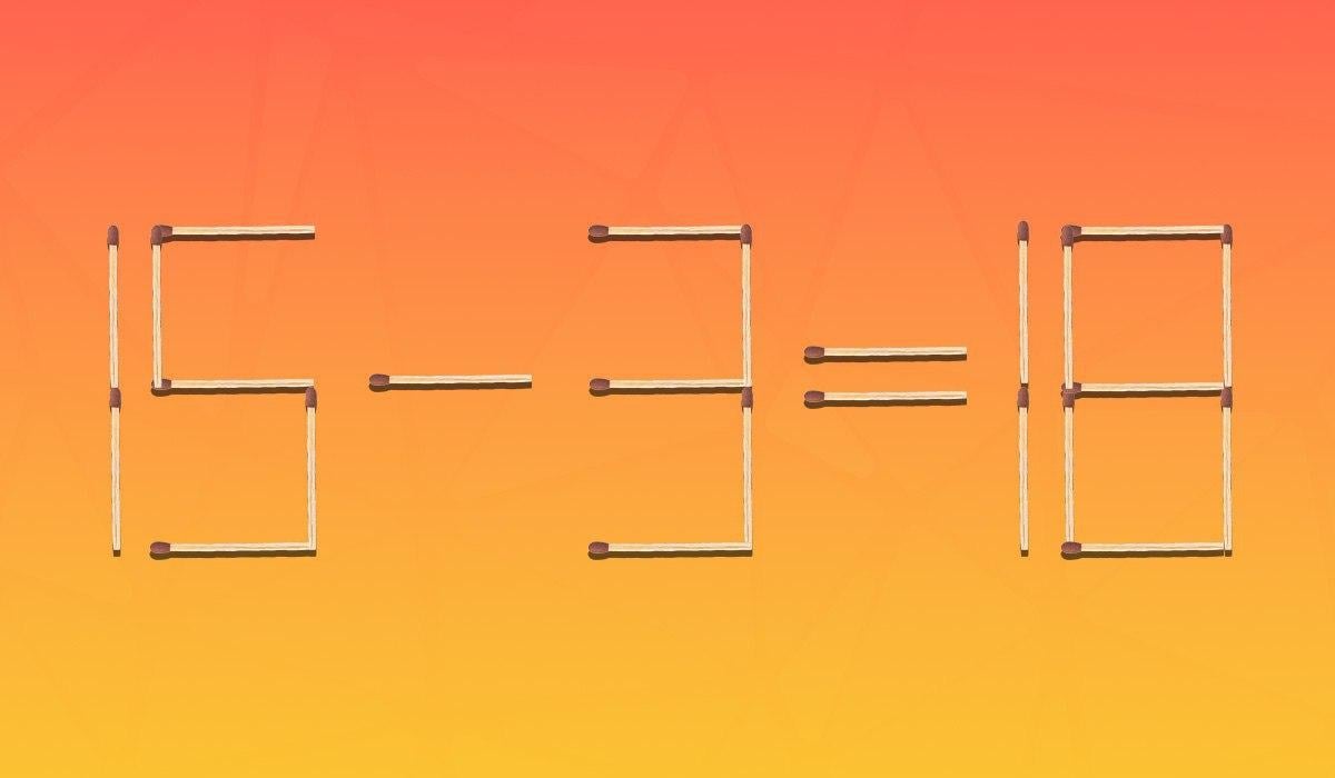 È necessario spostare solo 1 fiammifero per rendere corretta l'uglianza: un problema per i geni